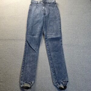 Vintage Tattoo‎ Womens 8 Acid Wash High Rise Pleated Stirrup Jeans Blue